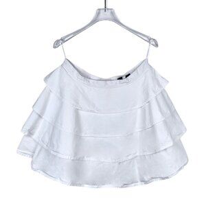 Louis Vuitton White Tiered Ruffle Skirt With Back Zipper Closure Size 40 Made In